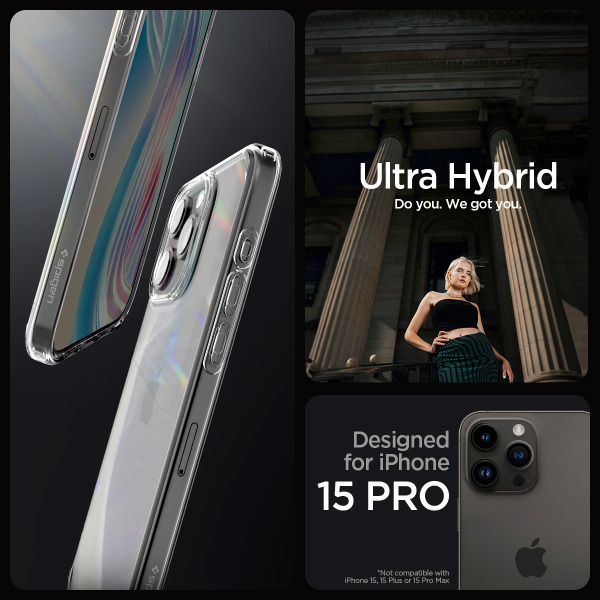 Ốp lưng iPhone 15 Pro Spigen Ultra Hybrid Crystal Clear-ACS06713-9