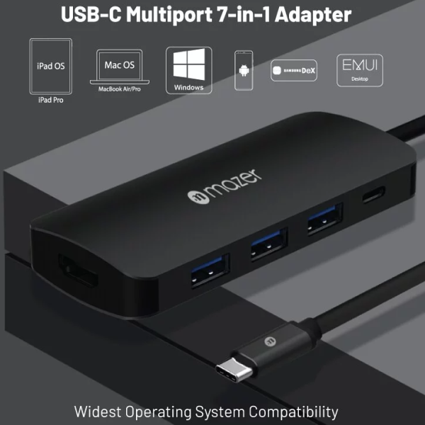 Hub chuyển đổi Mazer 7 in 1 Type-C 12cm Infinite Multimedia-MUC2MULTI4070BK-4