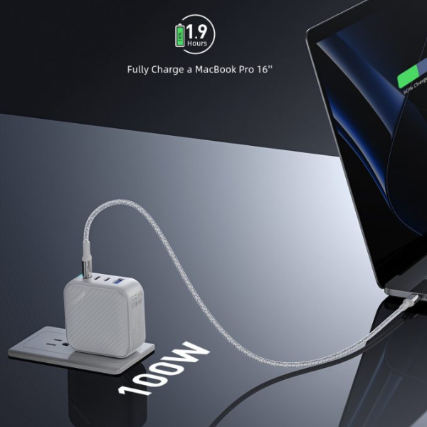 Cốc sạc nhanh Innostyle 100W GaN Supercube 3C1A-IC100GWHT-3