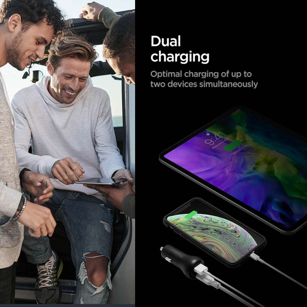 Tẩu sạc Oto 2 cổng Spigen 27W Type-C PD Steadiboost-000CP25597-5