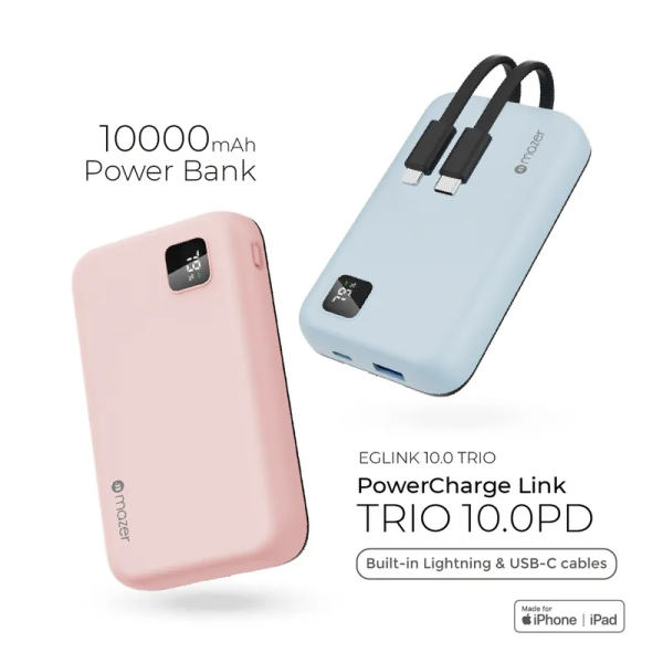 Pin sạc dự phòng Mazer 10.000 mAh 22.5W SuperMINI-Pocket Power.Link Trio-M-EGLINK10.0TRIO-GY-3