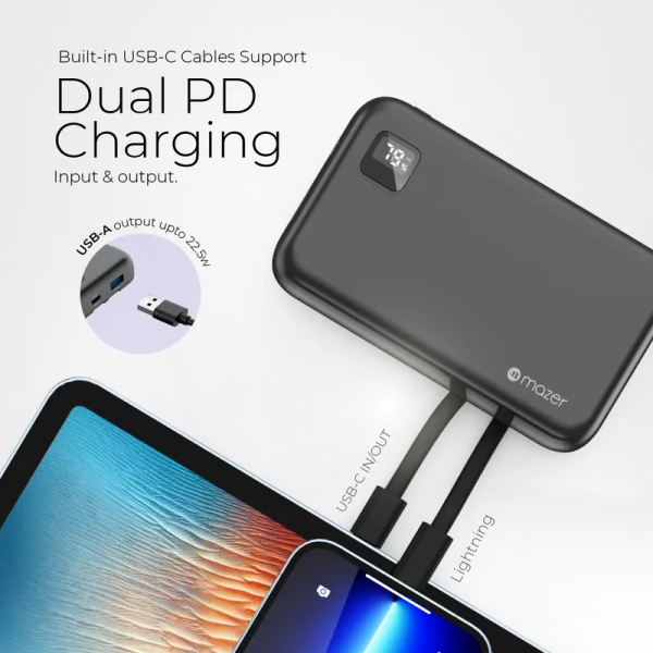 Pin sạc dự phòng Mazer 10.000 mAh 22.5W SuperMINI-Pocket Power.Link Trio-M-EGLINK10.0TRIO-GY-6