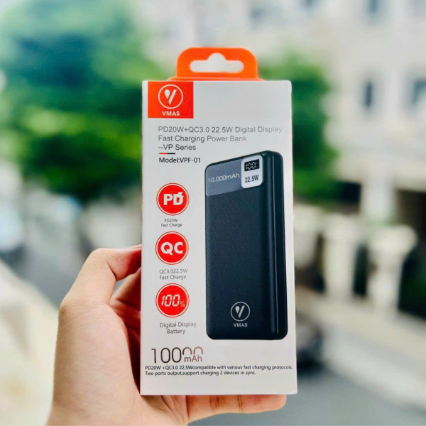 Pin sạc dự phòng Vmas 10.000 mAh 22.5W-VPF01B-9