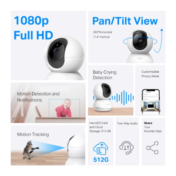 Camera IP Wifi 360 độ 2MP TP-Link Tapo C200-70208225-6