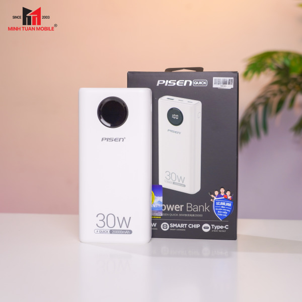 Pin sạc dự phòng Pisen 20.000 mAh 30W Quick Power Cube-TSD337-8