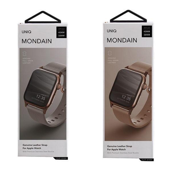 Dây đeo Apple Watch 38 40 41mm UNIQ Mondain Genuine Leather Strap-UNIQ40MMMONBEG-2