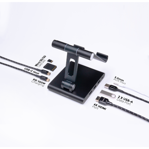 Hub chuyển đổi Mazer 8 in 1 Type-C Infinite.Multimedia Pro & Tablet Stand-MUC2MULTI8200BK-13