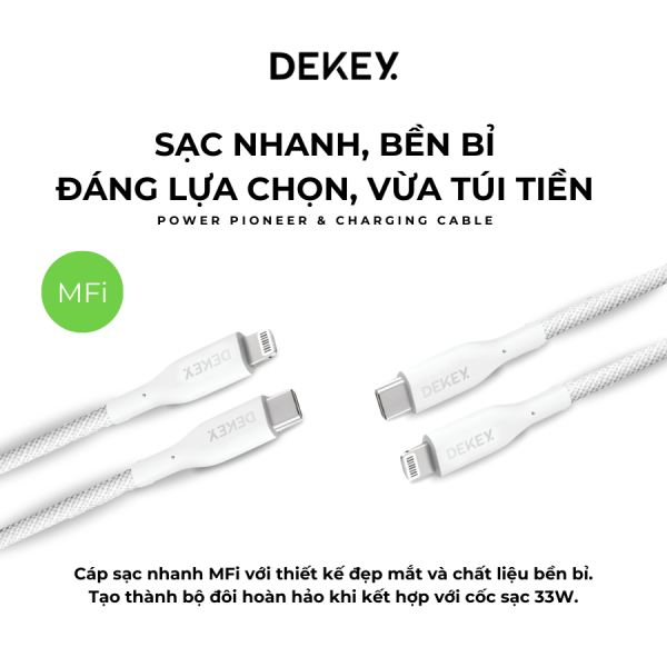 Cáp Type-C to Lightning Dekey MFi Power Pioneer 0.9m-C2568-2
