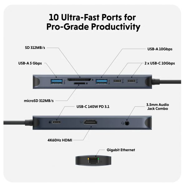 Hub chuyển đổi HyperDrive Next 10 in 1 Port Type-C HD4005GL-HD4005GL-2