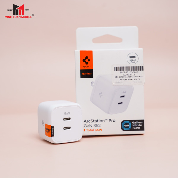 Cốc sạc nhanh 2 cổng Spigen 35W ArcStation Wall Charger-ACH03713-8