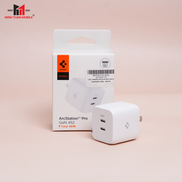 Cốc sạc nhanh 2 cổng Spigen 45W ArcStation Wall Charger-ACH03716-5