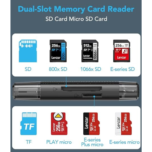 Đầu đọc thẻ nhớ Lexar Dual Slot MicroSD SD Card Reader-LRW310U-BNBNG-13