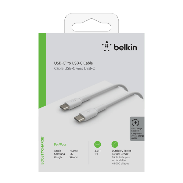Cáp Type-C to Type-C Belkin 60W vỏ nhựa 1M-CAB003BT1MWH-6