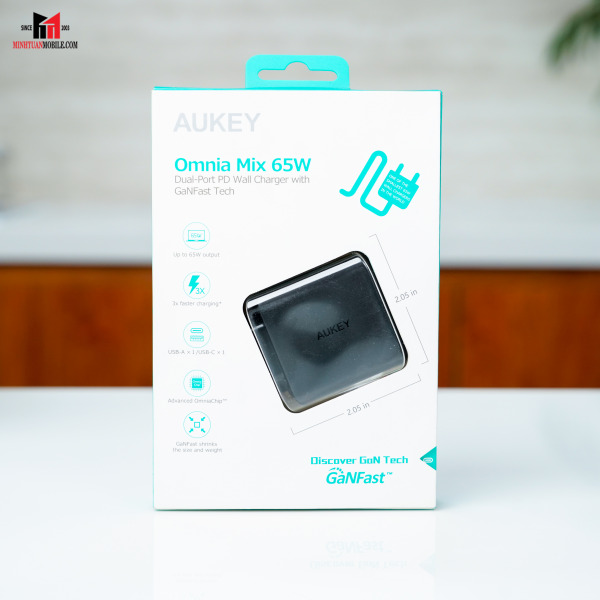 Cốc sạc Aukey 2 cổng 65W GaN PA-B3 (chấu tròn)-PAB3BK-4