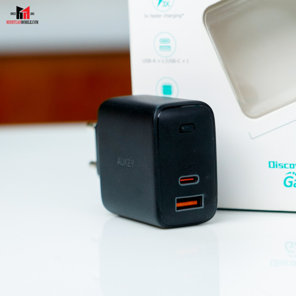Cốc sạc Aukey 2 cổng 65W GaN PA-B3 (chấu tròn)-PAB3BK-5