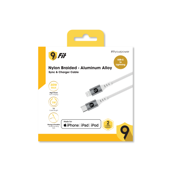 Cáp Type-C to Lightning 9Fit MFi 1M-9FCA002B-10