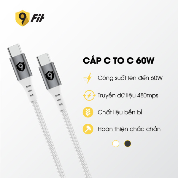Cáp Type-C to Type-C 9Fit 1M-9FCA001W-7