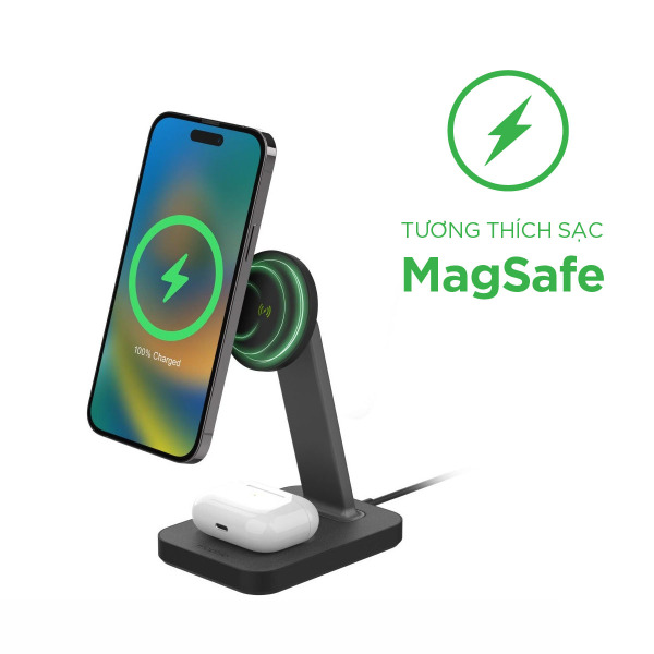 Đế sạc không dây Mophie Snap+ 2 in 1 Charge Stand & Pad-401309750-14