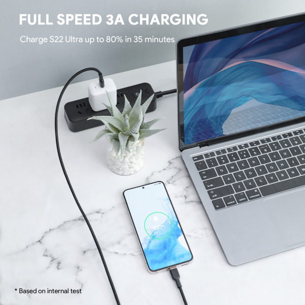 Cáp Type-C to Type-C Aukey 60W Bọc Dù 1M-CB-NCC1-BLK-5