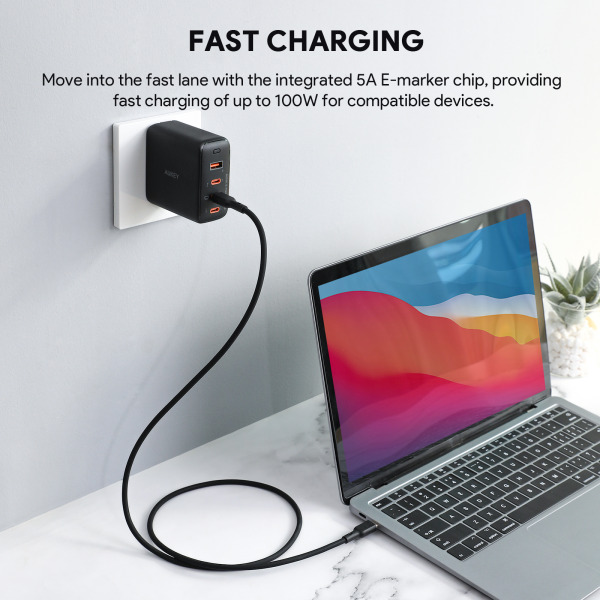 Cáp Type-C to Type-C Aukey 100W Silicone 1M-CB-SCC101-BLK-8