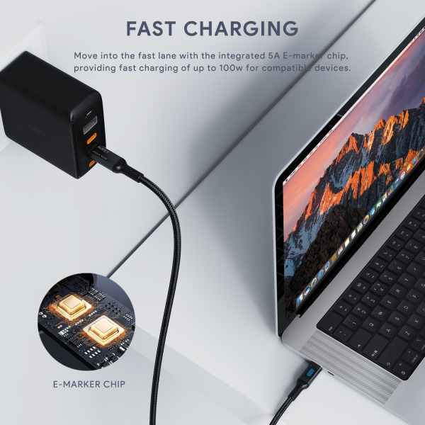 Cáp Type-C to Type-C Aukey 100W Bọc Dù 1.8M-CB-MCC102-BLK-4