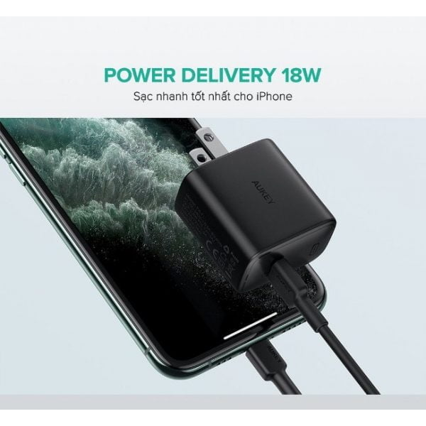 Bộ sạc nhanh Aukey 20W Type-C (Kèm cáp chuẩn MFi)-PA-F1S-BLK-3