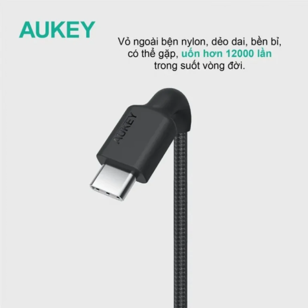 Cáp Type-C to Lightning Aukey MFi 1.2m CBCL5-CB-CL5-BLK-5