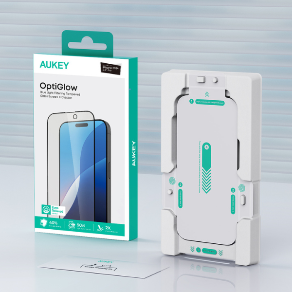Cường lực chống ánh sáng xanh iPhone 16 Pro Max Aukey OptiGlow SP-HY20-SP-HY20D-2