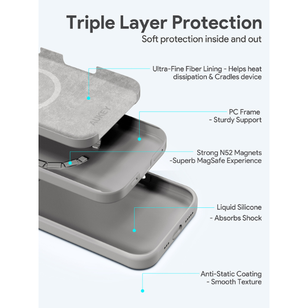 Ốp lưng Magsafe iPhone 16 Pro Max Aukey Liquid Silicone-PC-GJ20DT-8