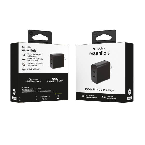 Cốc sạc nhanh 2 cổng Mophie Essentials PD 45W GaN-409912231-9