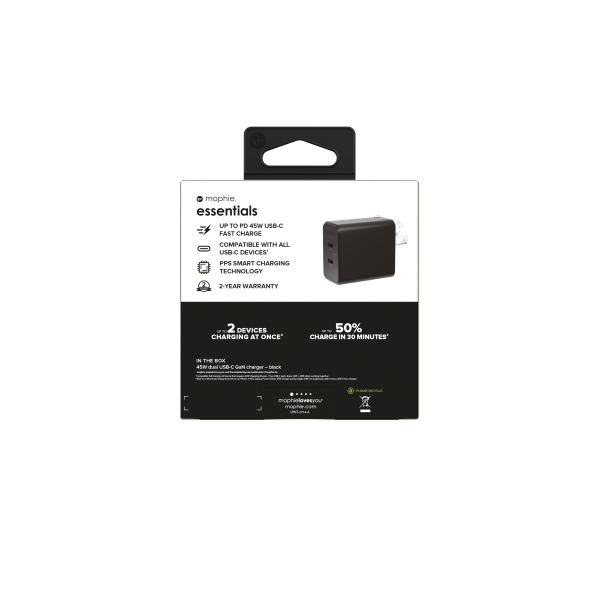 Cốc sạc nhanh 2 cổng Mophie Essentials PD 45W GaN-409912231-11