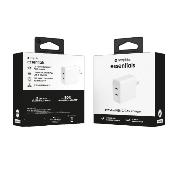Cốc sạc nhanh 2 cổng Mophie Essentials PD 45W GaN-409912231-12