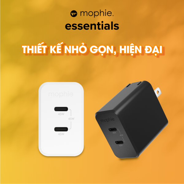 Cốc sạc nhanh 2 cổng Mophie Essentials PD 45W GaN-409912231-16