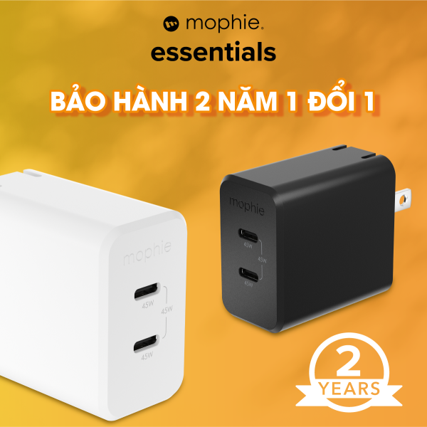 Cốc sạc nhanh 2 cổng Mophie Essentials PD 45W GaN-409912231-17