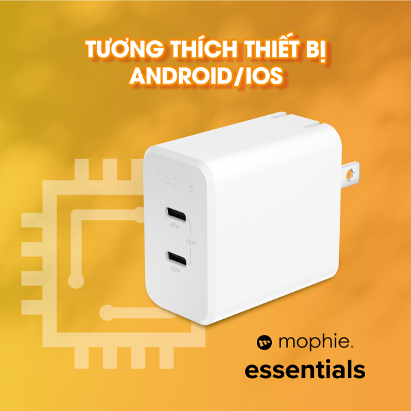 Cốc sạc nhanh 2 cổng Mophie Essentials PD 45W GaN-409912231-18