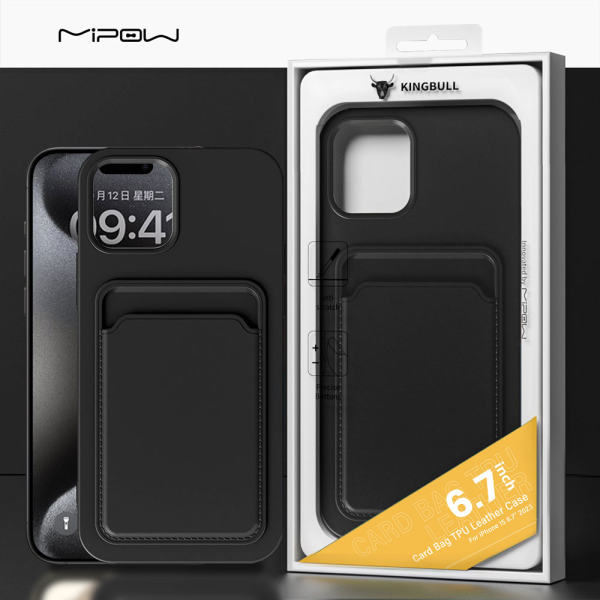 Ốp lưng iPhone 15 Pro Max Mipow Card Bag TPU Leather-MC15A04-BK-11