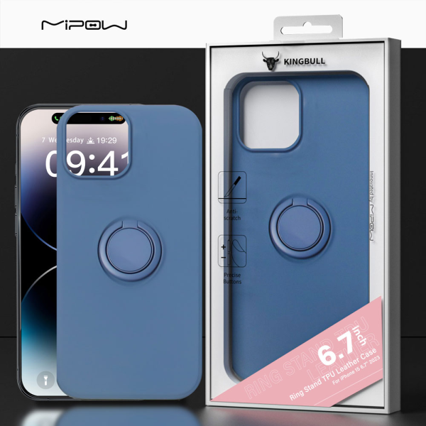 Ốp lưng iPhone 15 Pro Max Mipow Ring Stand TPU Leather-MC15B04-DB-12