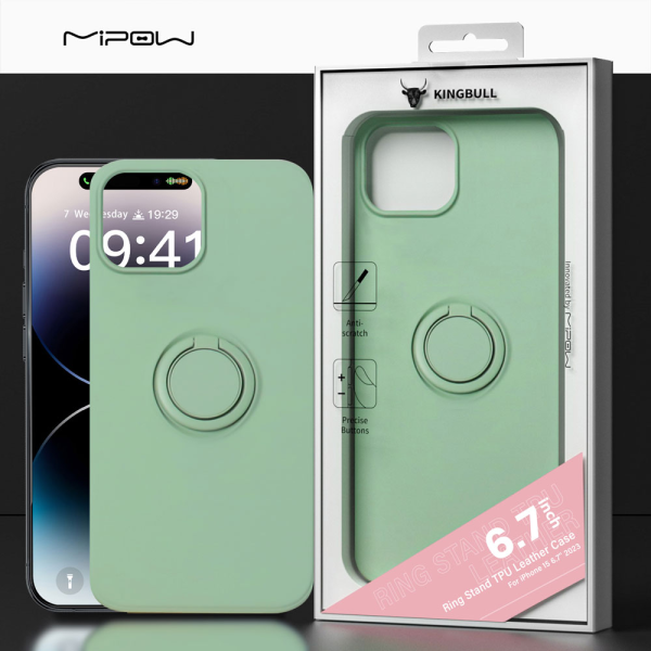 Ốp lưng iPhone 15 Pro Max Mipow Ring Stand TPU Leather-MC15B04-DB-11