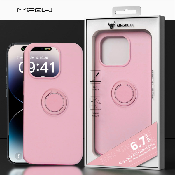 Ốp lưng iPhone 15 Pro Max Mipow Ring Stand TPU Leather-MC15B04-DB-10