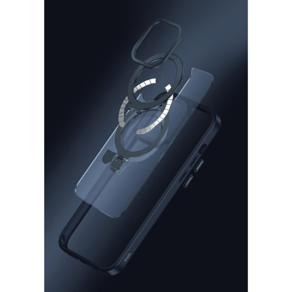 Ốp lưng Magsafe iPhone 15 Pro Mipow Stand 2in1 Transparent-MC15C03-BU-2