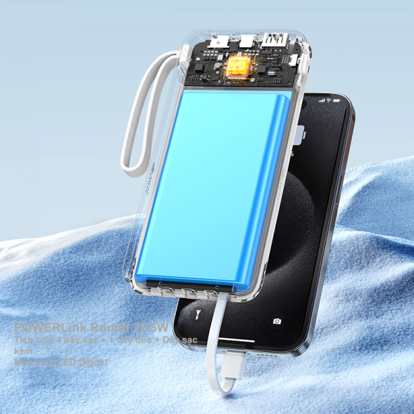 Pin sạc dự phòng Pisen 10.000 mAh 22.5W Quick PowerLink Round-TP-D099-5