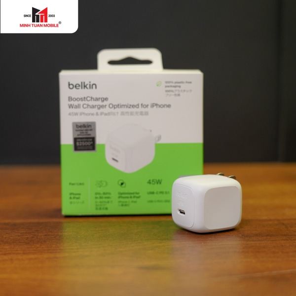 Cốc sạc nhanh Belkin 45W Type-C PD Wall Charger-WCA013QCWH-10