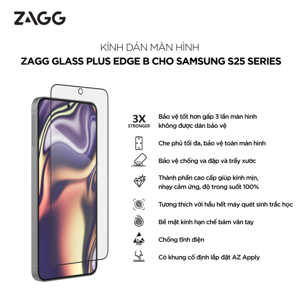 Cường lực Samsung Galaxy S25 Ultra ZAGG Plus Edge-100117888-9