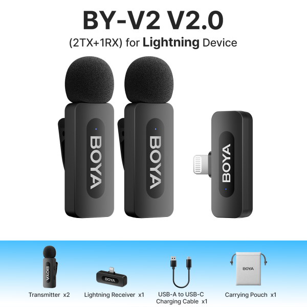 Micro không dây Boya kết nối qua cổng Lightning (Dual) BY-V2-BY-V2 V2.0-2