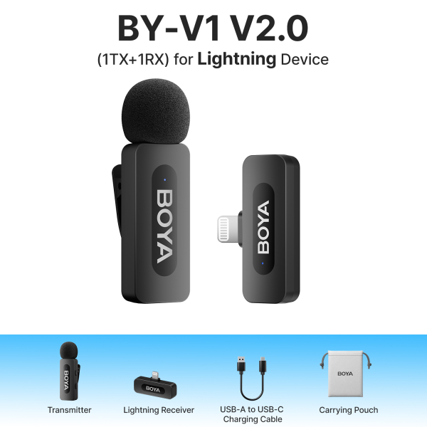 Micro không dây Boya kết nối qua cổng Lightning (Single) BY-V1-BY-V1-2