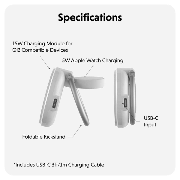 Đế sạc không dây HyperJuice Qi2 2 in 1 Magnetic Charging Stand-HJ3310WHGL-3