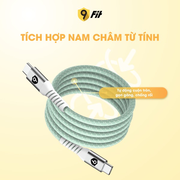 Cáp Type-C to Type-C từ tính tự cuộn 9Fit 1M-9C10MCCN-7