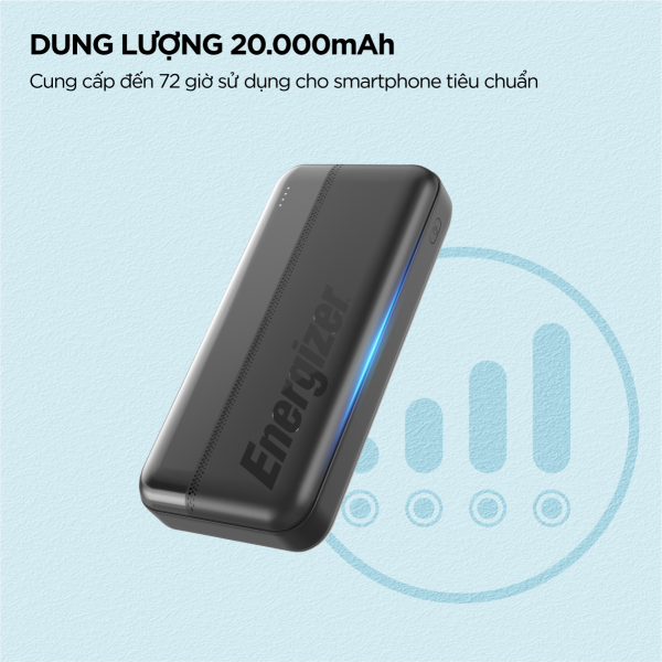 Pin sạc dự phòng Energizer 20.000 mAh 3.7V Li-Polymer-UE20050CBK-7