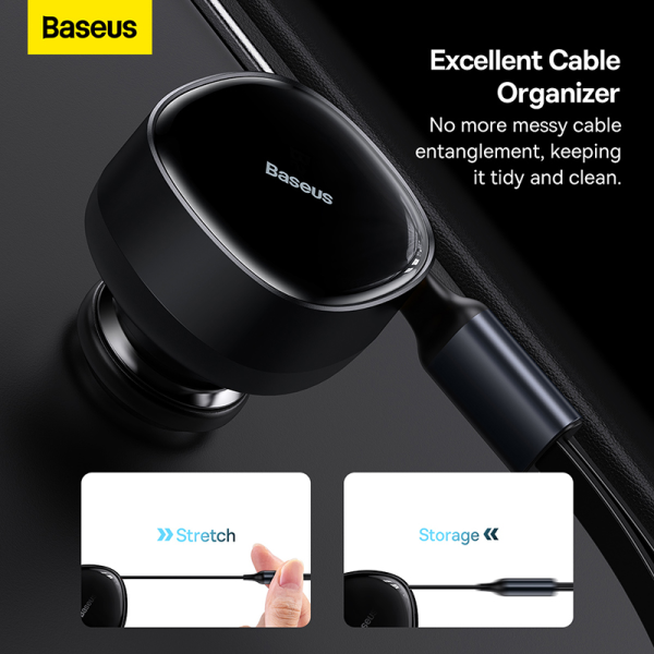 Tẩu sạc Oto 2 cổng Baseus Enjoyment Retractable kèm dây Type-C 33W-SACOTO33W-3