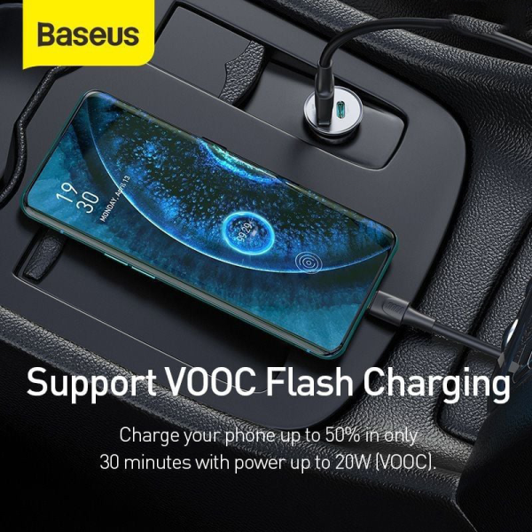 Tẩu sạc Oto 2 cổng Baseus Circular Metal USB-A + Type-C 30W PPS-SACOTO30W-6